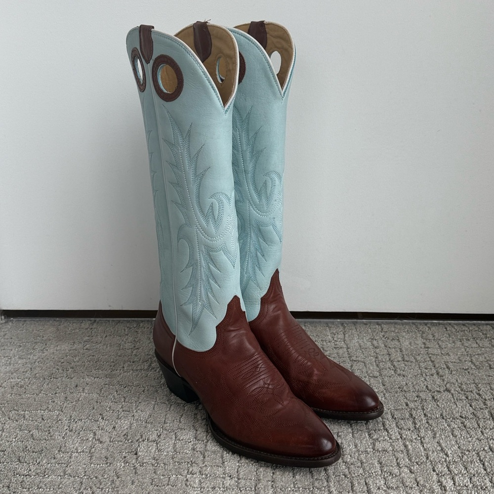🧡 Stetson Belle Baby Blue Cognac Western Cowboy Cowgirl Boots